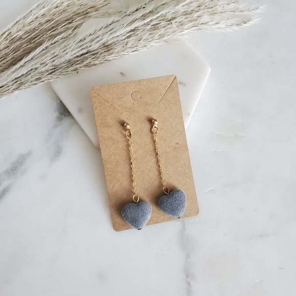 Jewelry - 5 for $25 Gray Velvet Heart Long Earrings